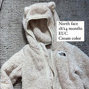 The North Face Cream Sherpa Fleece Jacket with Hood for Kids